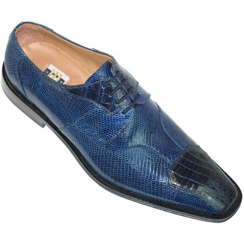 David Eden  "Lexington" Navy Blue Genuine Crocodile/Lizard Shoes